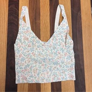 Zara Women’s Knit Cropped Floral Tank Top Size Small Coquette Style